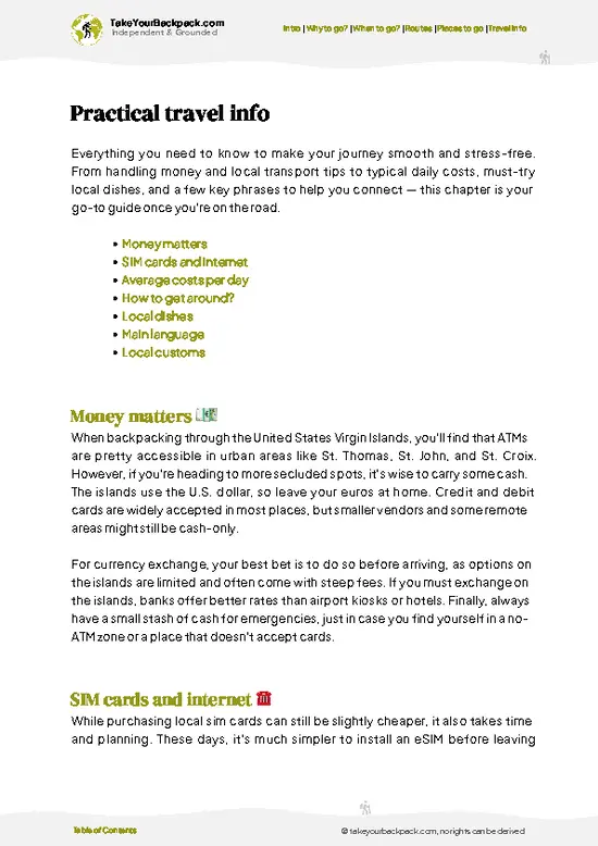 example page 7 from our offline Travel Guide for United States Virgin Islands